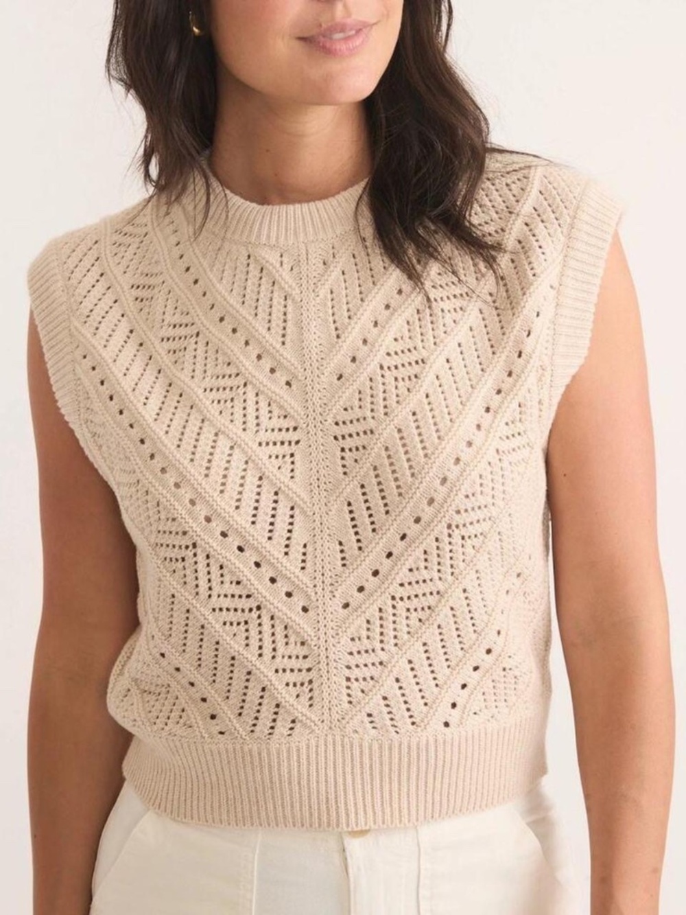 Marine Payer Brooke Sweater Vest Oatmeal Women;s Medium